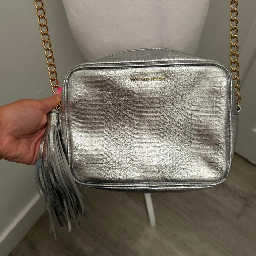 Victorias secret silver metallic crossbody